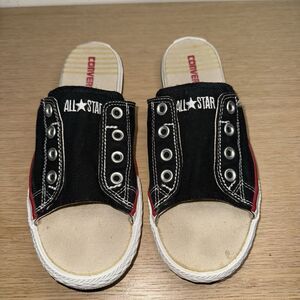 Vintage Converse All Star Black Slide Sandals Cut Away Shoes Men's 7 Women's 9